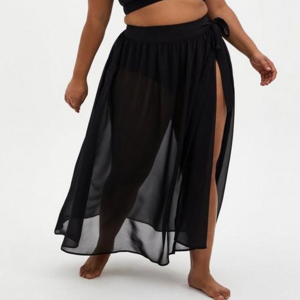 Torrid Chiffon Wrap Cover Up Maxi Skirt
